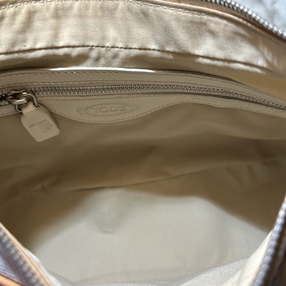 EUC TODS leather suede & canvas hobo shoulder bag - Picture 11 of 15